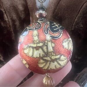 Vintage Cloisonne Enamel Floral Pendant Necklace